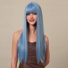 Extra dlouhá ledově modrá paruka Ariel s hustou ofinou