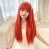 Dlouhá ohnivě oranžová paruka Ember s jemnou ofinou