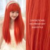 Dlouhá ohnivě oranžová paruka Ember s jemnou ofinou