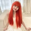 Dlouhá ohnivě oranžová paruka Ember s jemnou ofinou