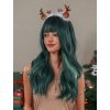 Smaragdová paruka Elodie s dlouhými vlnami a rovnou ofinou