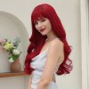Ohnivě červená dlouhá paruka Johana s plnou ofinou