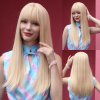 Platinově blond rovná paruka Lady s plnou ofinou