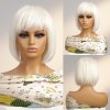 Ledově bílá mikádo paruka z pravých a umělých vlasů Gabriela
