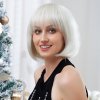 Krátká stříbrná blond paruka z pravých a umělých vlasů Peggi