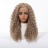 Popelavě blond kudrnatá paruka Vivienne s plážovým objemem a se síťkou (lace front)