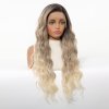 Dlouhá ombré blond vlnitá paruka Seraphina s tmavými kořínky a se síťkou (lace front)