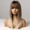 Hnědá paruka Laila s ofinou a blond konečky, LC360