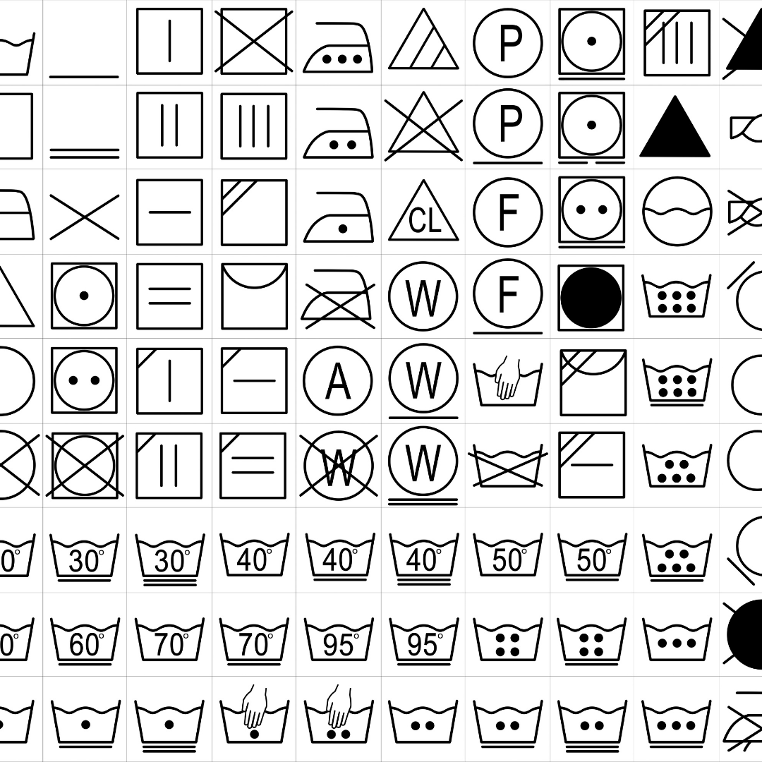 Symboly ošetrovania odevov