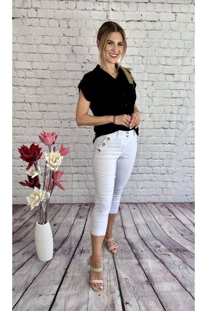 Biele elastické capri nohavice