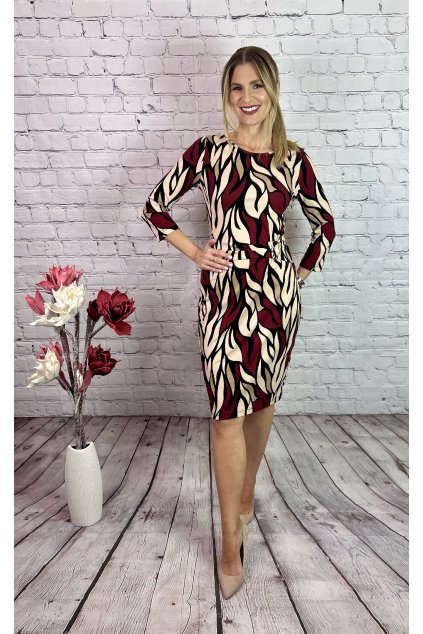 Farebné vzorované šaty na dlhý rukáv