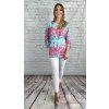 Tyrkysová tunika s kvietkovaným vzorom a opaskom