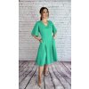Zelené šaty A-strihu s volánikovými rukávmi (Veľkosť 3XL-46)