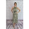 Zelené dlhé šaty s leopardím vzorom
