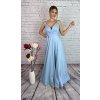 Bledomodré dlhé príležitostné šaty