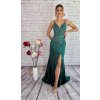 Zelené príležitostné dlhé šaty s kamienkami