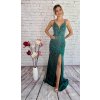 Zelené príležitostné dlhé šaty s kamienkami