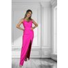 Neónovo-ružové dlhé šaty