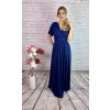 Modré dlhé šaty na krátky rukáv