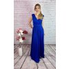 Modré príležitostné dlhé šaty na širšie ramienka
