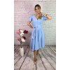 Bledomodré MIDI šaty A-strihu s ozdobou
