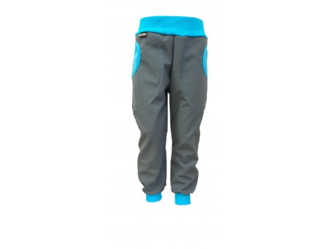 Zimní softshellové kalhoty šedivé modré 1