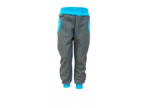 Zimní softshellové kalhoty šedivé modré 1