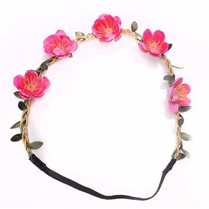 Květinová čelenka - Růžová