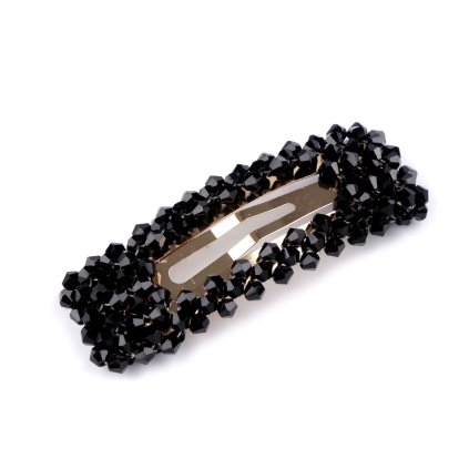 Sponka do vlasů pukačka s broušenými korálky - Černá