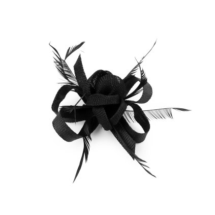 Brož / ozdoba do vlasů květ s peřím Černá