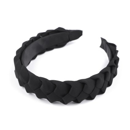 Široká čelenka do vlasů splétaná Černá