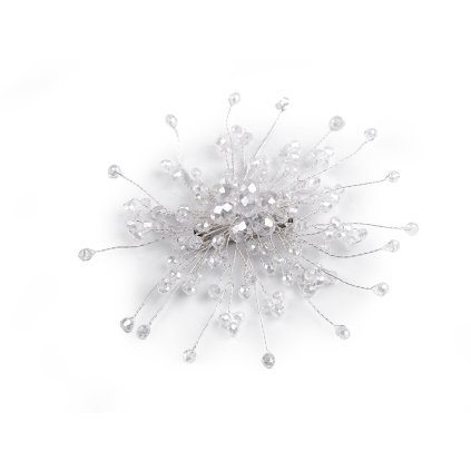 Brož s broušenými kamínky - Crystal stříbrná