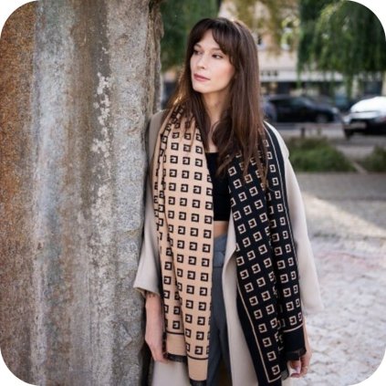 Šála Hnědá/Krémová