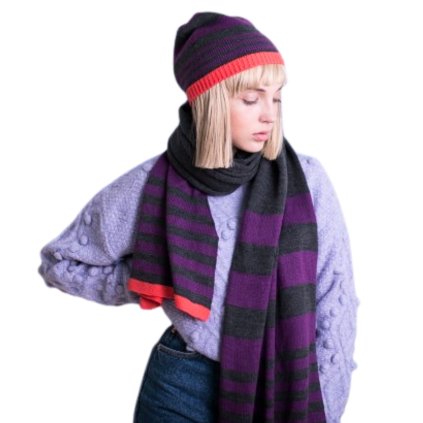 Čepice a šála - Pruhovaná