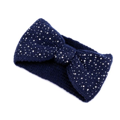 Zimní Čelenka - Modrá s kamínky