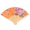 Vějíř textilní s květy Oranžový