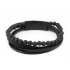 Náramek Kožený s korálky z lávy Unisex - Černý