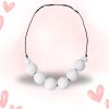 Náhrdelník Dřevěné Korále - Bílé