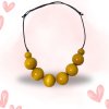 Náhrdelník Dřevěné Korále - Žluté