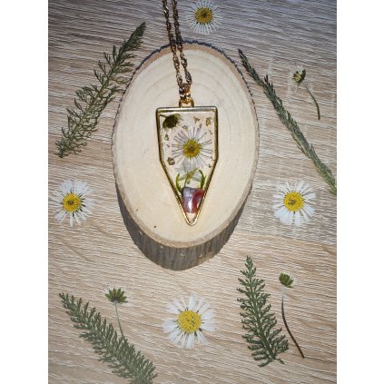 Náhrdelník - Zlatá sedmikráska s jaspisem