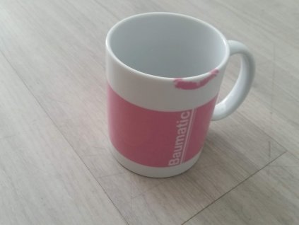 Růžový hrnek na kávu - reklamní -  Baumatic