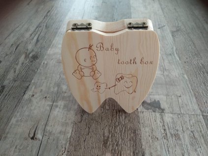 Dřevěná krabička na dětské zoubky s českými nápisy