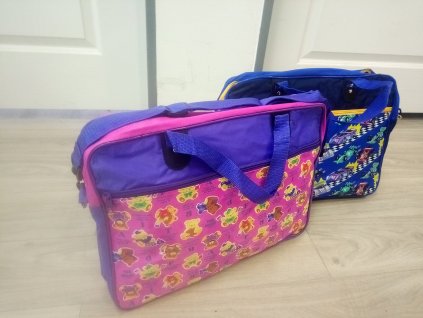 Školní dětská taška přes rameno modrá, růžová