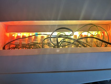 Retro staré elektrické vánoční osvětlení , svíčky, žárovky, řetěz Zlatokov Regia