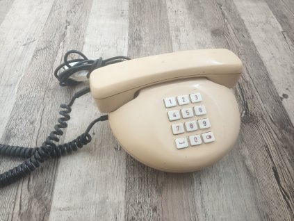 Retro pevný telefon - TESLA Stropkov béžový DS-3600 tlačítkový