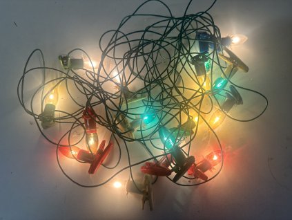 Retro staré elektrické vánoční osvětlení , 16 žárovek, řetěz