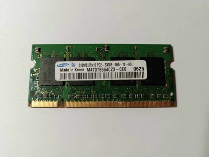 Operační paměť RAM Samsung M470T6554CZ3-CE6 512MB PC2-5300 667MHz 200pin Laptop / Notebook Non-ECC SODIMM CL5 1,8V DDR2 paměti