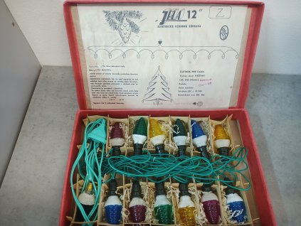 Retro staré elektrické vánoční osvětlení Zlatokov Jela 12 světýlek 1971