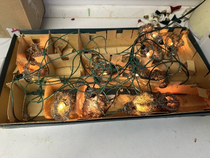 Retro staré elektrické vánoční osvětlení Zlatokov Perla V 12 světýlek 1974