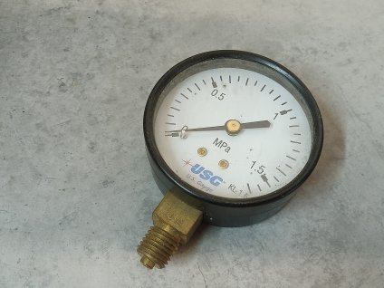 Manometr (tlakoměr) D63mm 0-1,5 MPa spodní vývod M12x1,5 - voda, vzduch